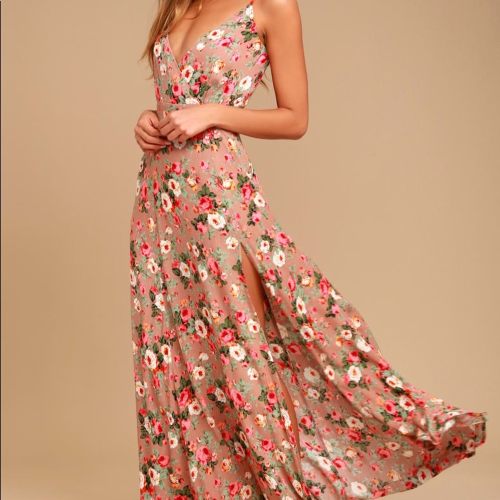 Everlasting Bliss Blush Floral Print Maxi Dress